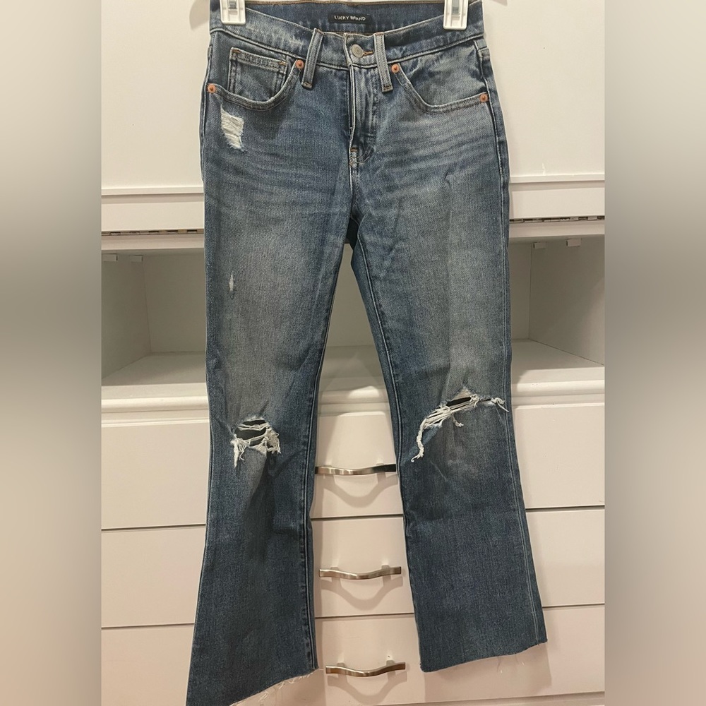 Lucky Brand Mid Rise Crop Mini Boot Cut Jeans 24R